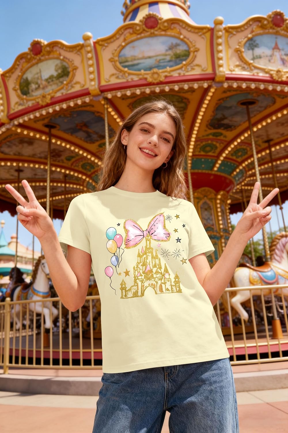 Magic Kingdom Shirt Magical Shirts for Women Castle Bow Graphic Tshirt Holiday Vacation Cute Short Sleeve Tee Tops - Image 3