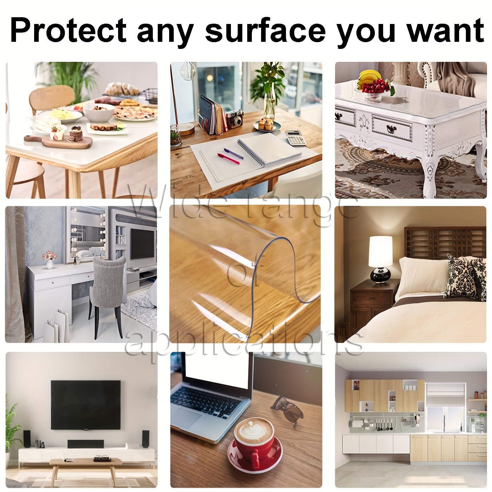 Trasparente Tappetino Scrivania, 2mm Sottomano da Scrivania, Tappetino da Scrivania PVC, Desk Mat Trasparente, Impermeabile, Antiscivolo, adatta per ufficio o casa(Transparent,70 cm × 110 cm（ 28'' x 4