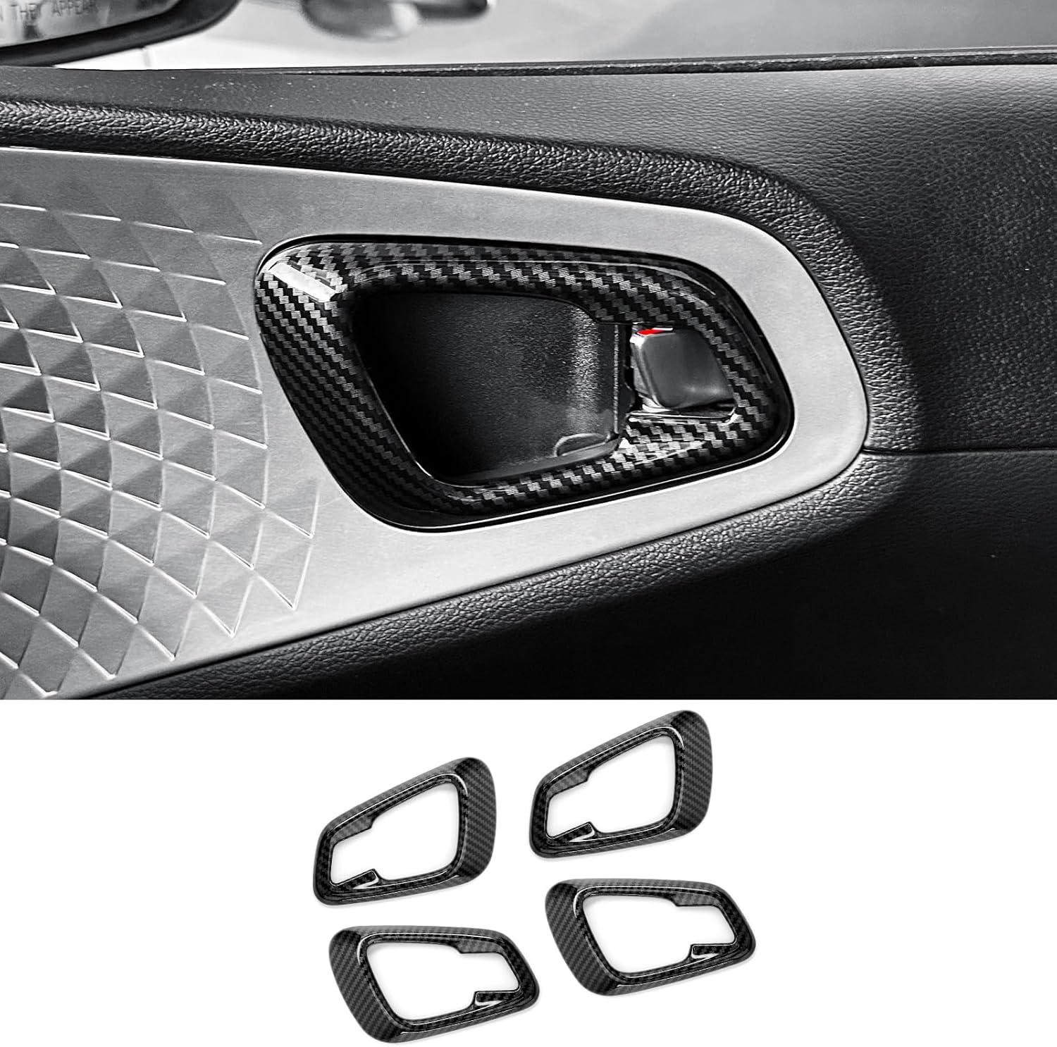 Inner Door Handle Bowl Cover Trim Interior,Inner Door Handle Bowl Panel Cover Compatible with Kia Soul 2020-2025 Accessories (Carbon Fiber Style)