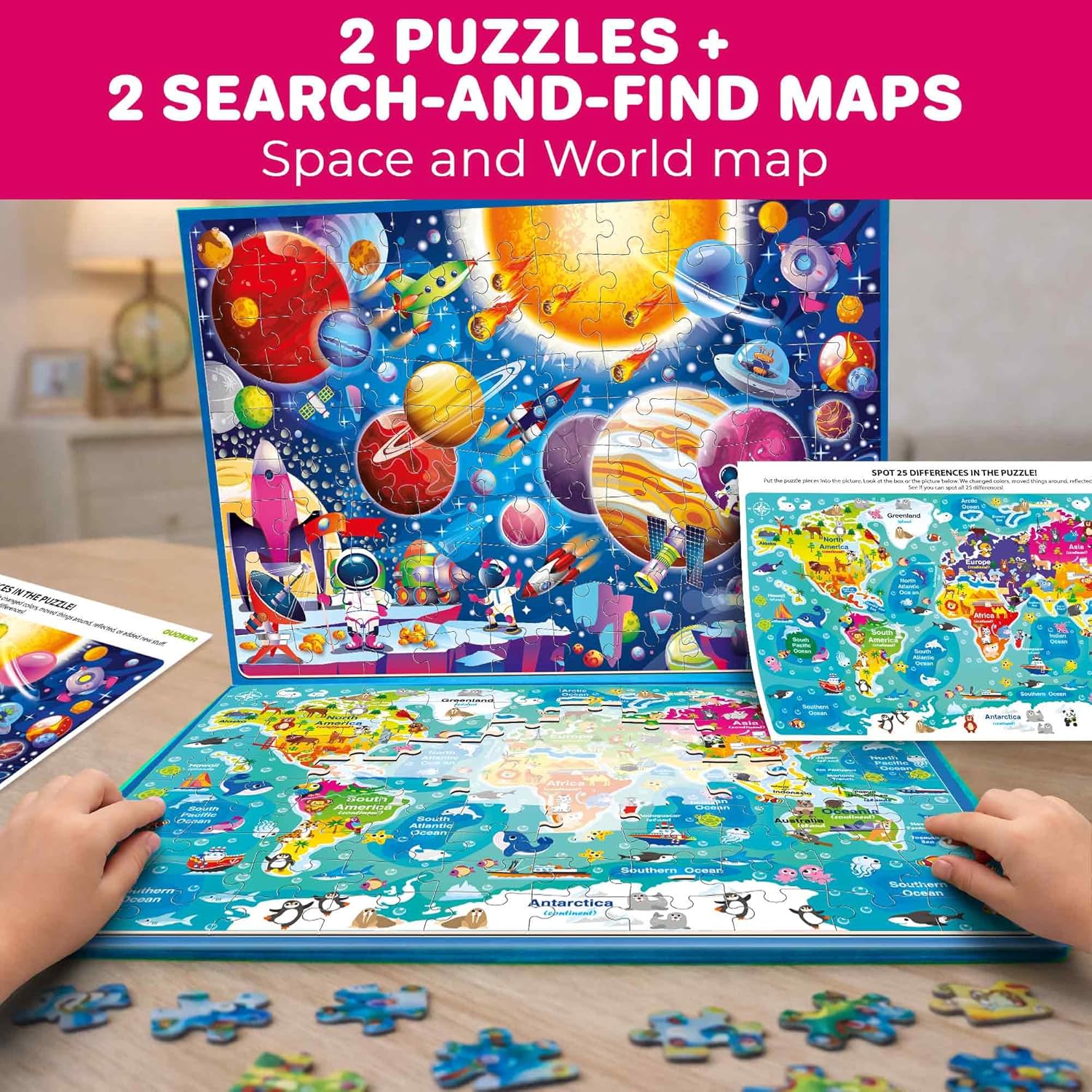 QUOKKA Puzzle Bundle, 100pc Magnetic + 4x60pc Search & Find, Kids 4-8