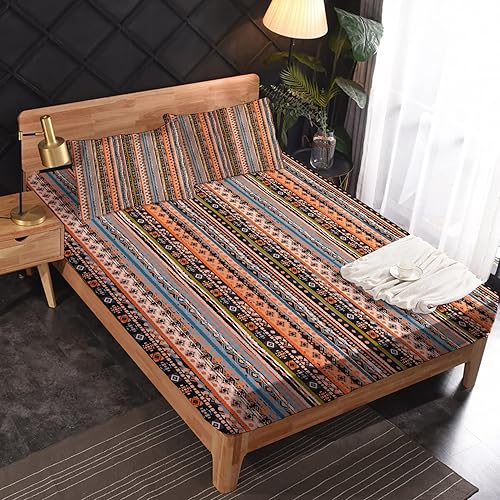 Miniatura 10 de Sábanas azteca para cama tamaño California King, sábanas tribales del suroeste, microfibra suave y bolsillo profundo, sábanas y fundas de almohada