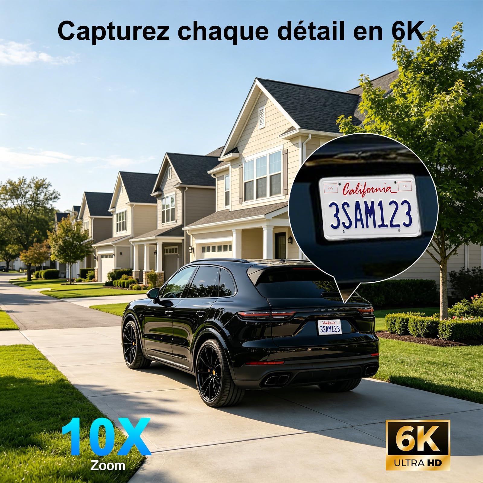6K Telecamera Wi-Fi Esterno,Triple Obiettivo Telecamera WiFi Senza Fili con Pannello Solare,Videocamera Sorveglianza,Rilevamento Umano PIR,Visione Notturna a Colori,Audio Bidirezionale,2.4G/5GHz,IP66