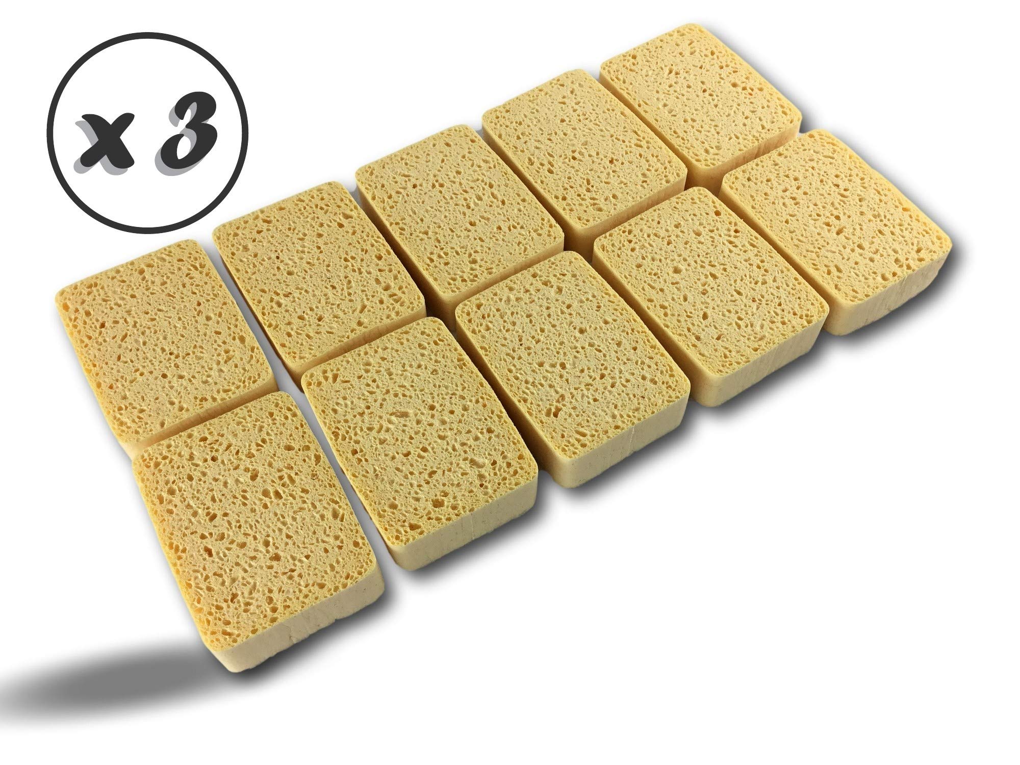 Zestaw 10 blond gąbek roślinnych z obszyciem nr 6 | Zestaw 3 sztuk | 123x91x35 mm | Czyszczenie do płukania na dowolnej powierzchni | Wysoka odporność i chłonność | Odporne na zarysowania | Kibros EPVGBL02x3