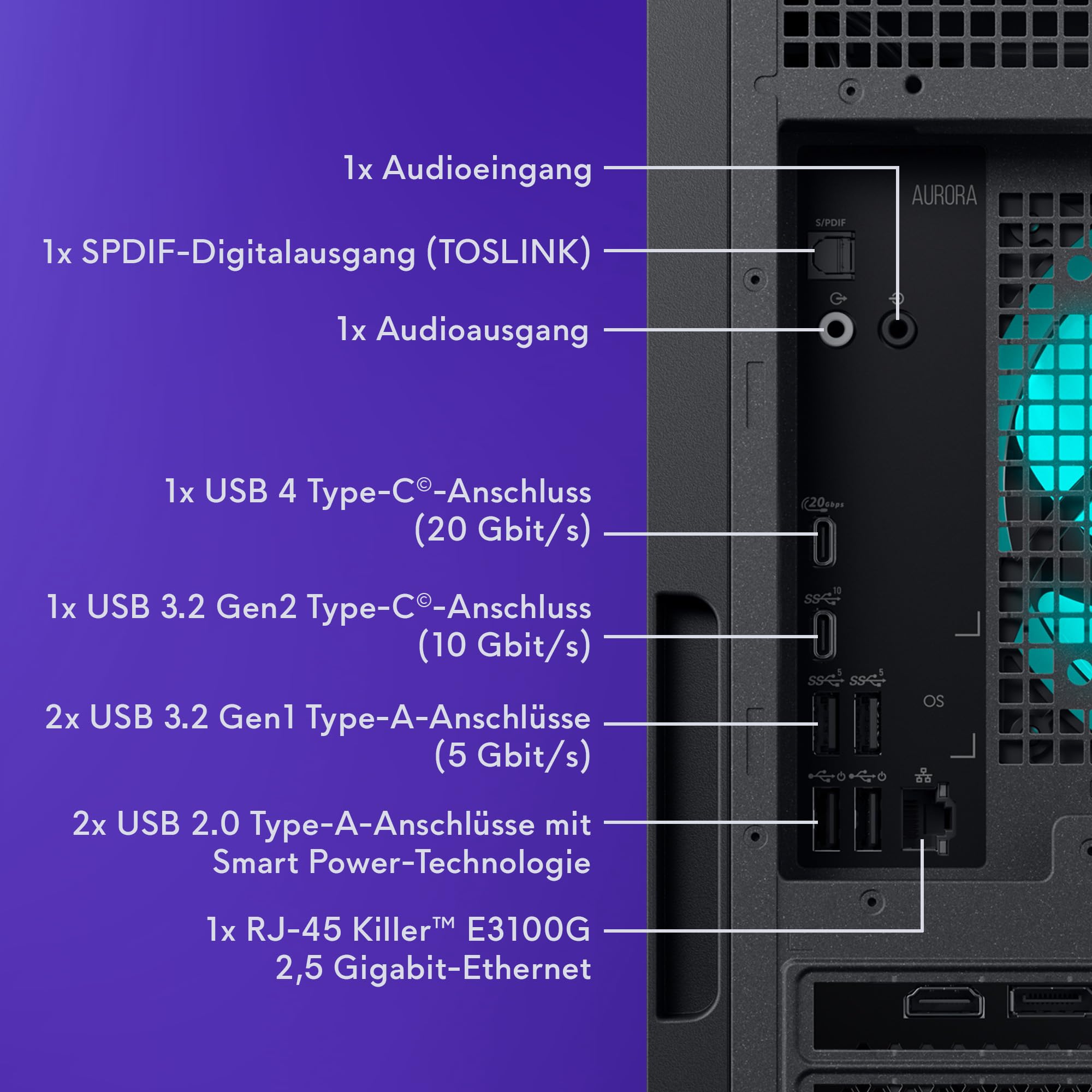 Alienware Aurora Gaming-PC ACT1250 – Intel Core Ultra 7 265KF Series 2, Nvidia GeForce RTX 5070, 32 GB DDR5, 1 TB SSD, Flüssigkühlung, 1000W Netzteil, Windows 11 Home, Seitenscheibe – Schwarz Basalt