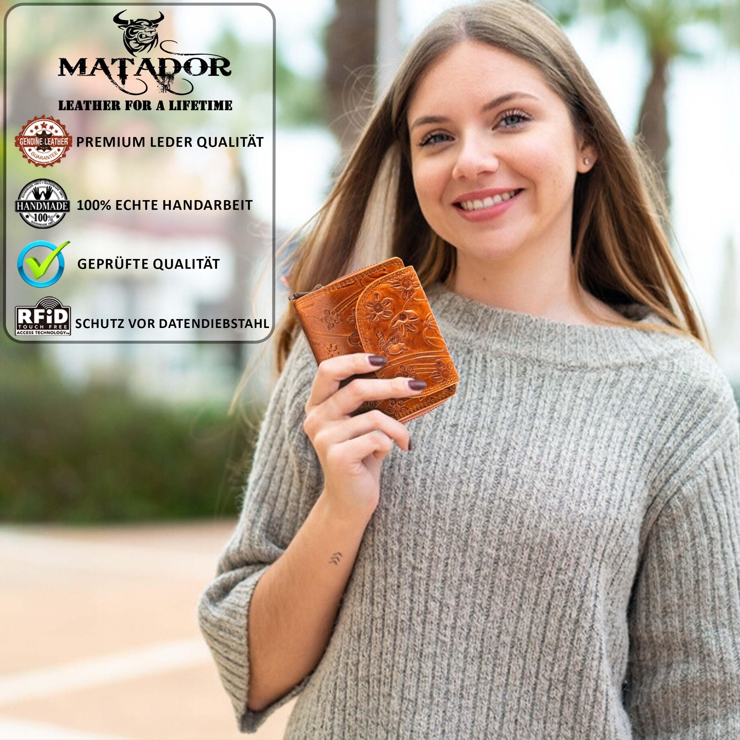 Matador Cartera de cuero genuino 3699, 12,5 x 10 x 4,5 CM, Clásico