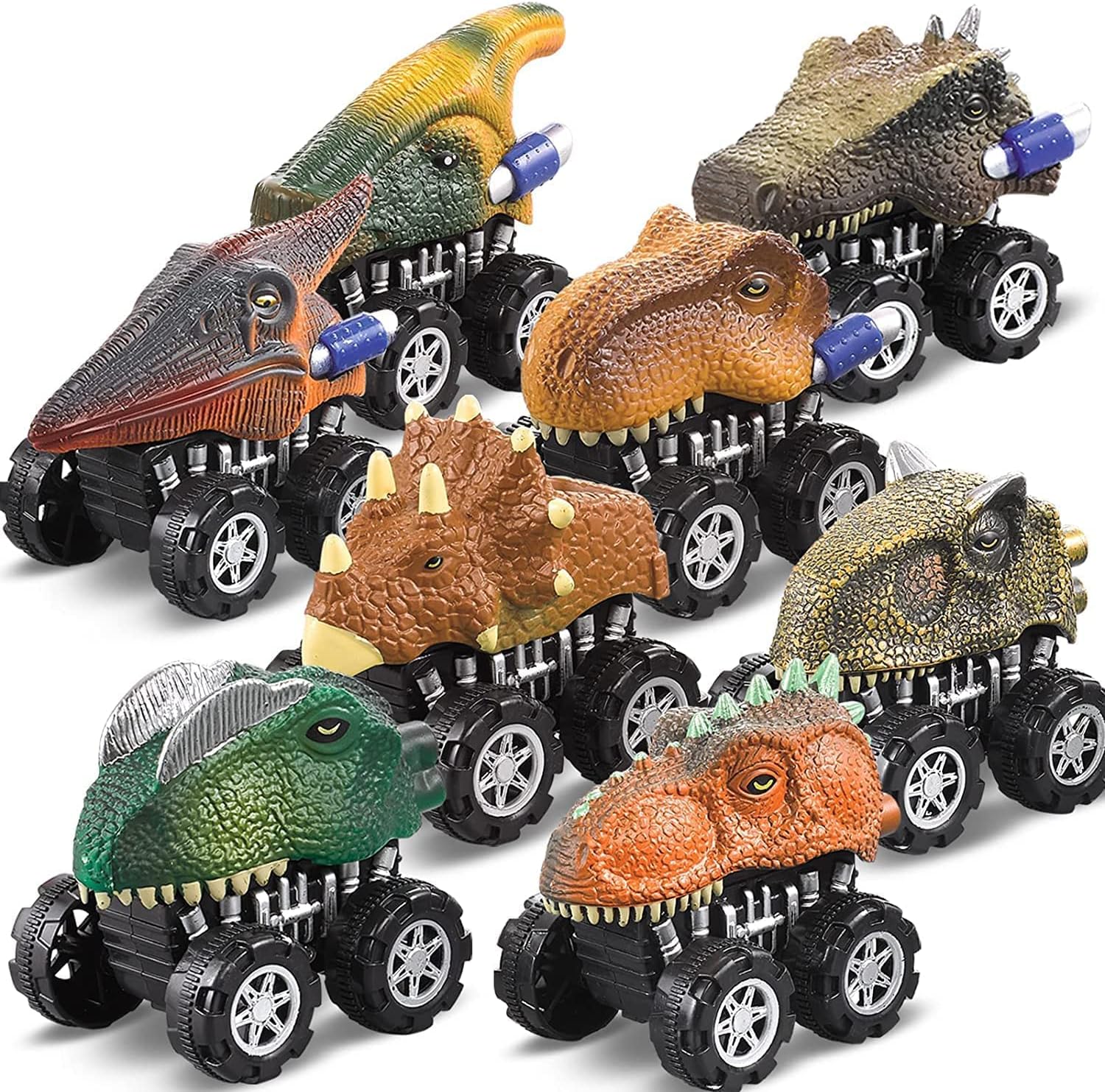 Safaira Pull Back Dinosaur Cars Set Of 4|Dino Cars Toys With Big Tire Wheel For 3-14 Year Old Boys Girls Creative Gifts For Kids|Multicolor