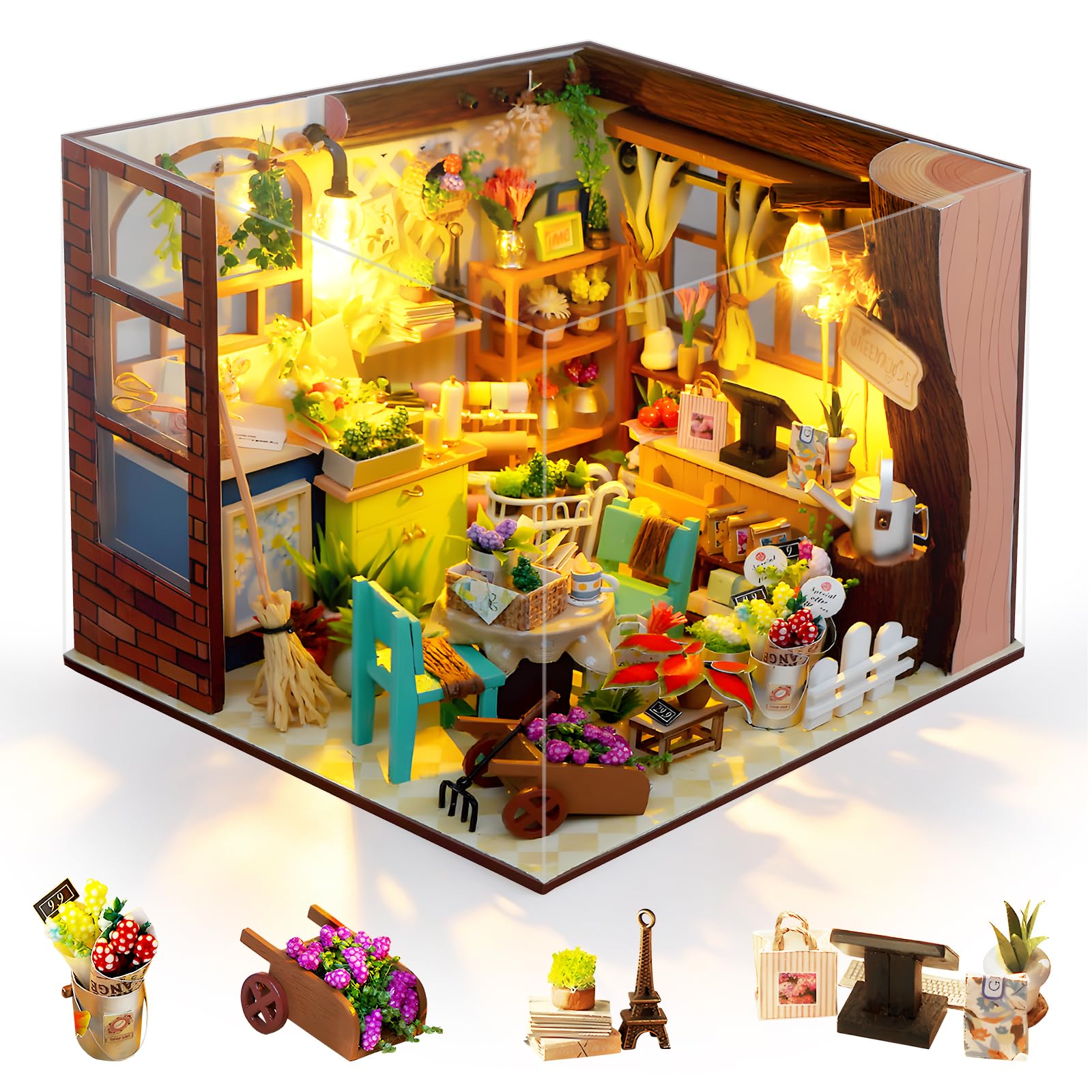 Foyucool DIY Miniature House Kit for Adults, Florist Studio
