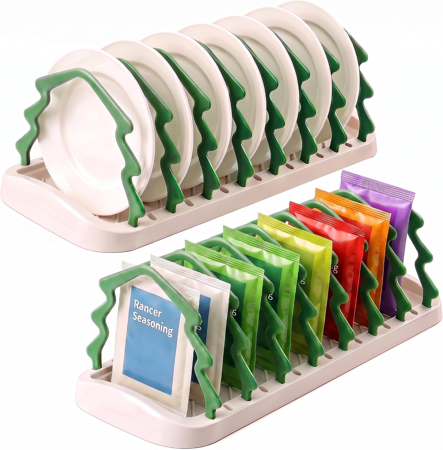 2 Pack Adjustable Plate Organizer for Cabinet, Vertical Dish Organizer