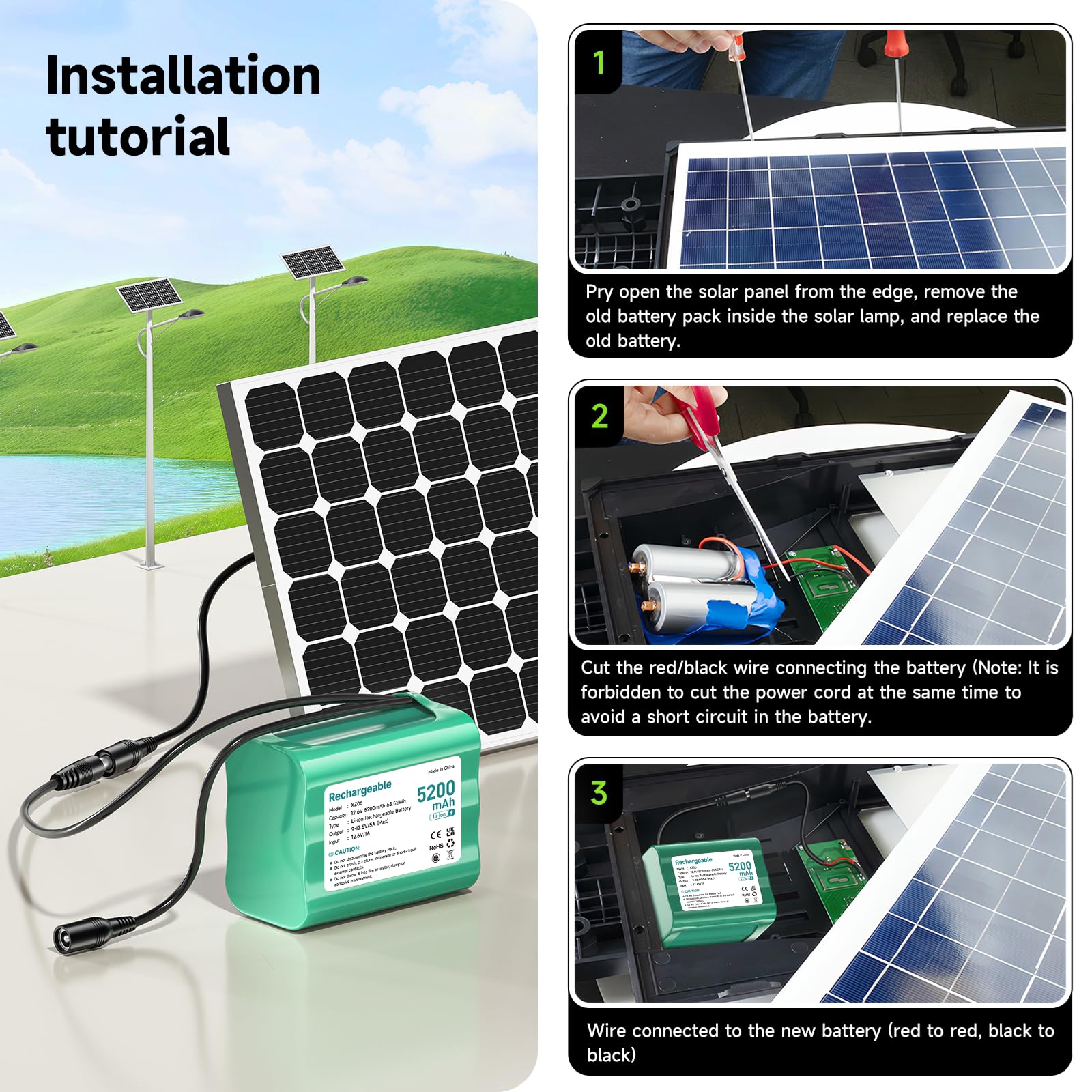 Batería Litio 12.6V 5200mAh, batería pequeña de 12V con Cargador y Adaptador Conector y línea conexión para Sonido, Dab Radio, iluminación bight, Faros, statespiano, Sonar
