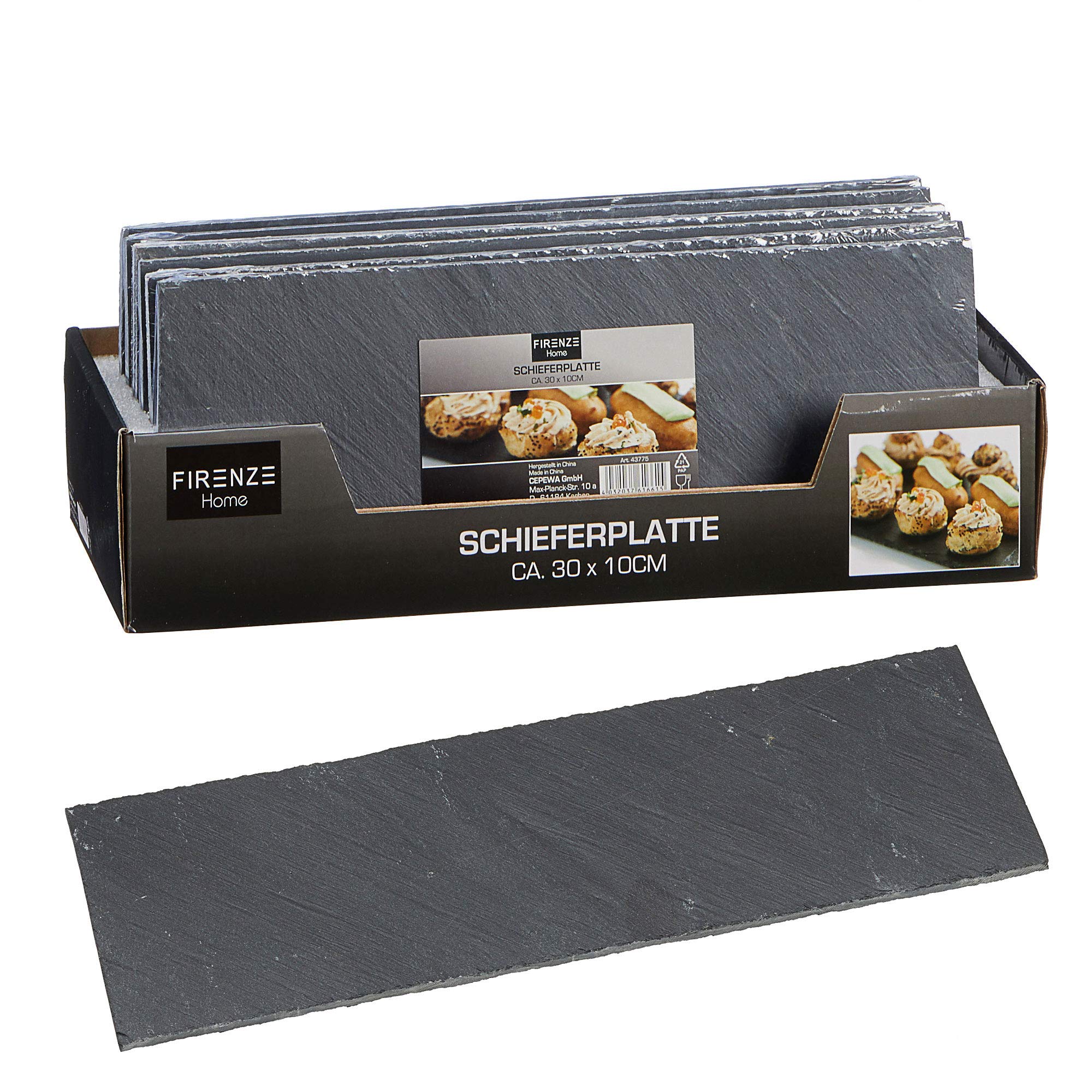 Cepewa Lot de 24 assiettes rectangulaires en ardoise de 30 x 10 cm