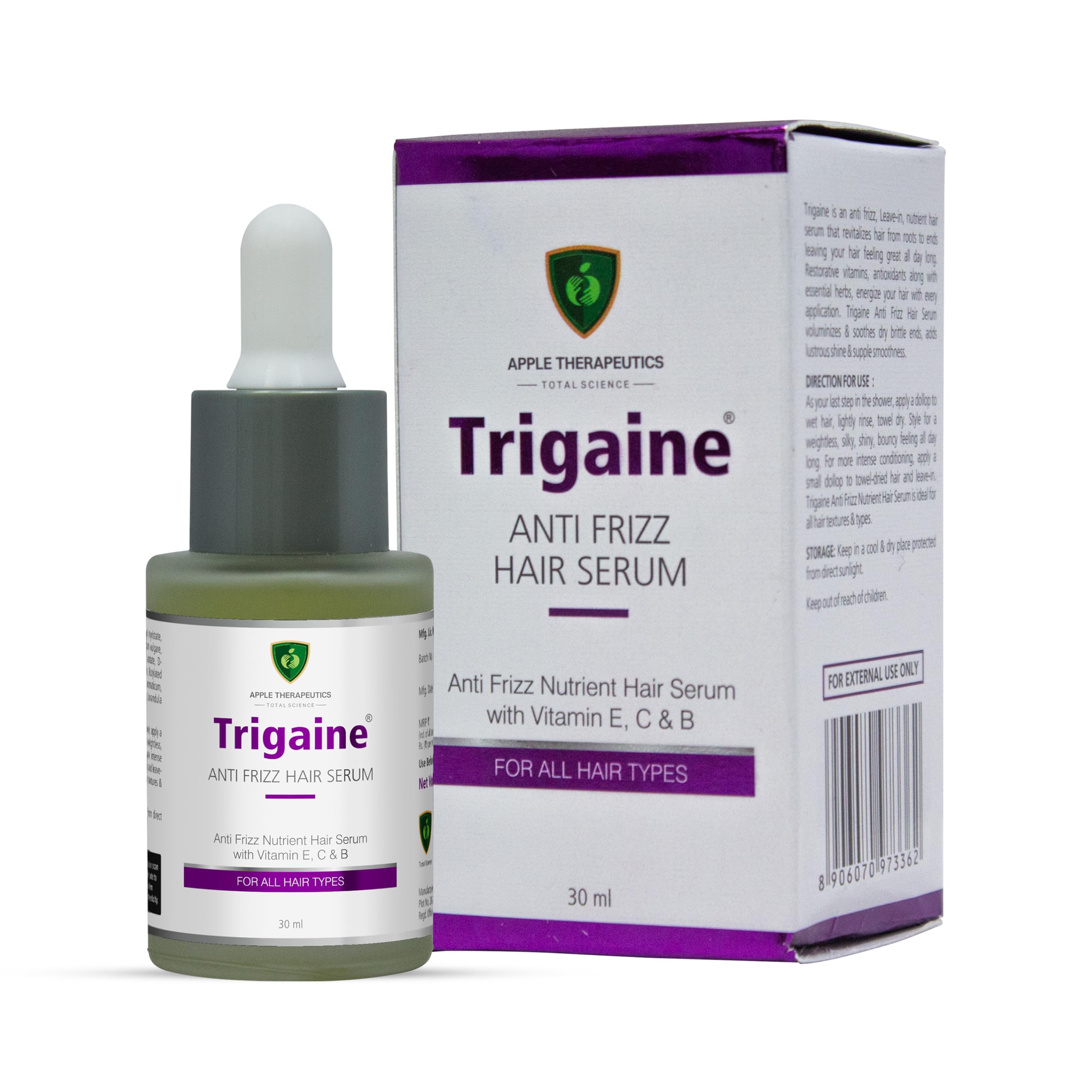 Trigaine Anti-Frizz Hair Serum 30ml | Detangle Hair Controls Frizz Repairs Dry & Brittle Hair | Argan Oil Vitamin E C & B Enriched Leave-In Hair Serum | Lightweight Non-Greasy-image-15