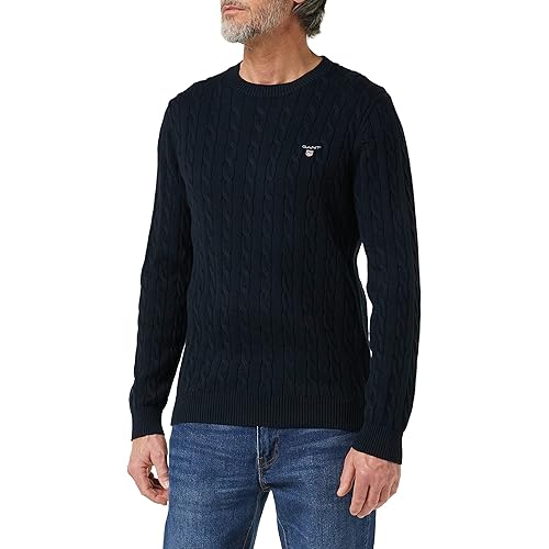 GANT Cotton Cable Crew Knits XX Large Evening Blue
