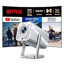 Proiettore 4K【Compatibile con Netflix & Dolby】Proiettore Portatile 700ANSI Messa Fuoco Auto Keystone con Bluetooth Bidirezionale Mini Proiettores Girevole 360° per Home Theater, Esterno Videoproiettore