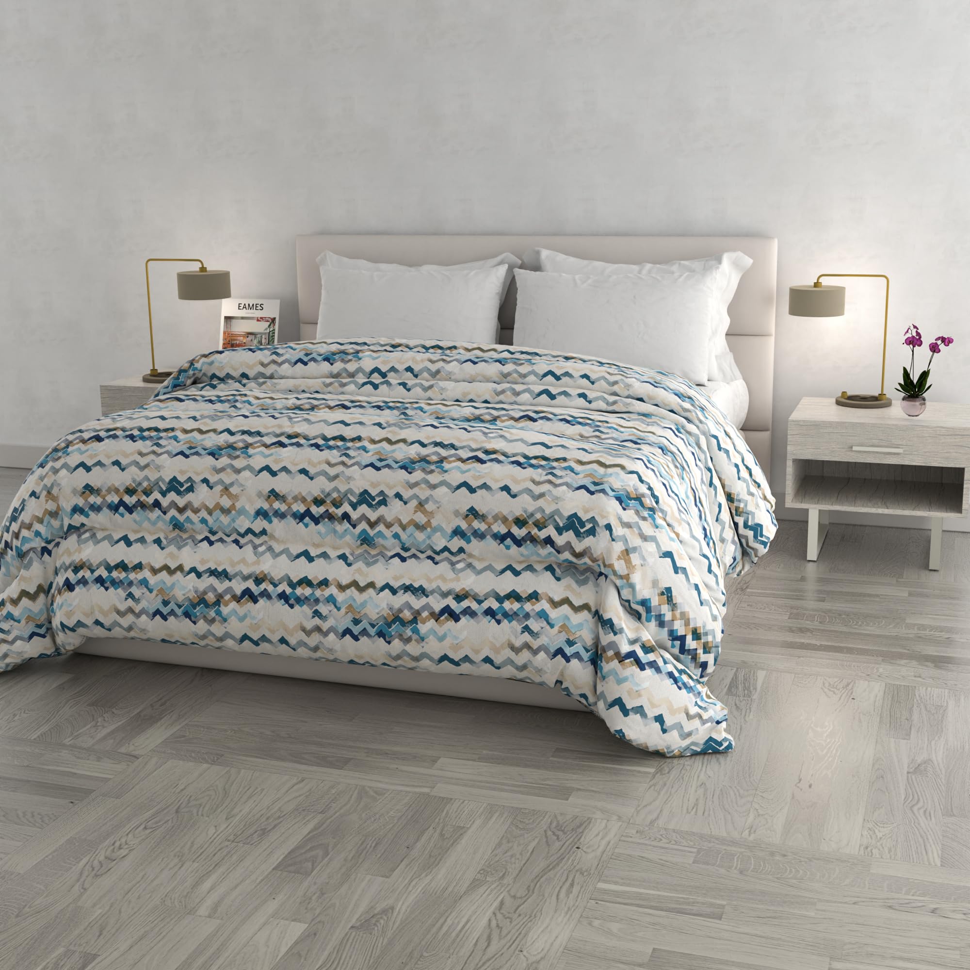 Italian Bed Linen Modernsky Fashion Printed and Padded Winter Quilt, Double 260 x 260 cm