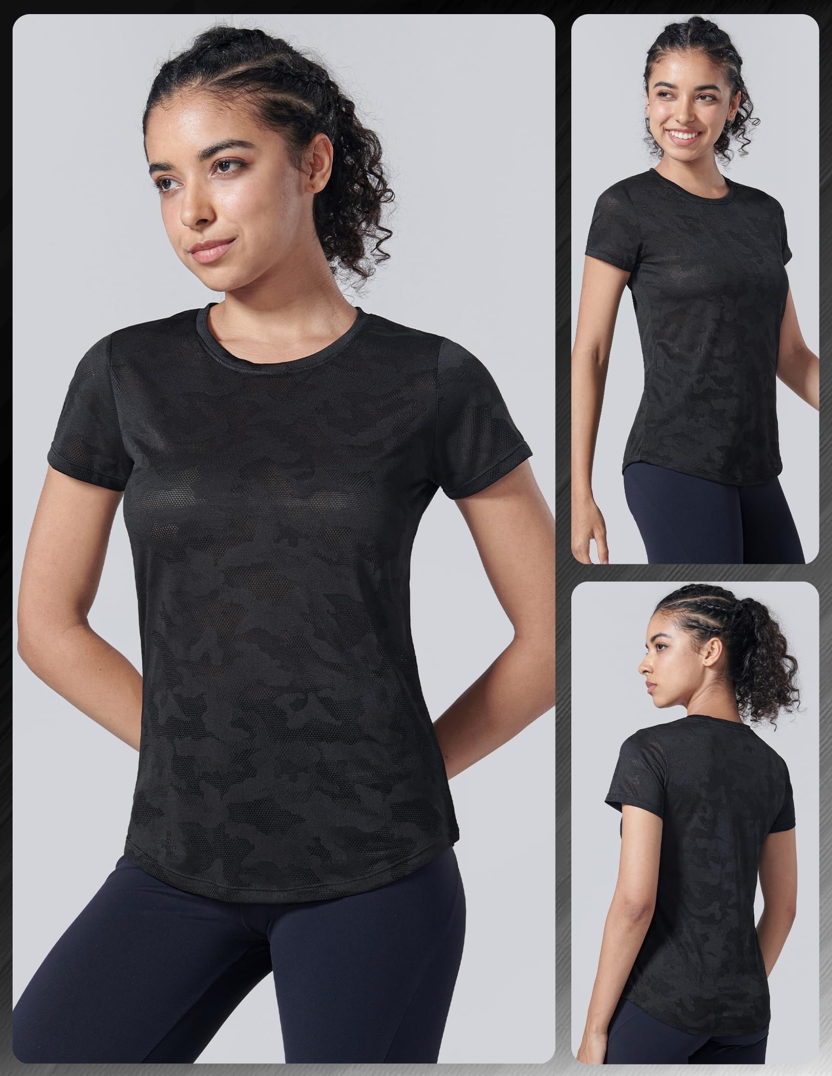 5er-Pack: Damen Dry Fit Kurzarm T-Shirts Athletic Workout Tee Tops für Gym Yoga Laufen