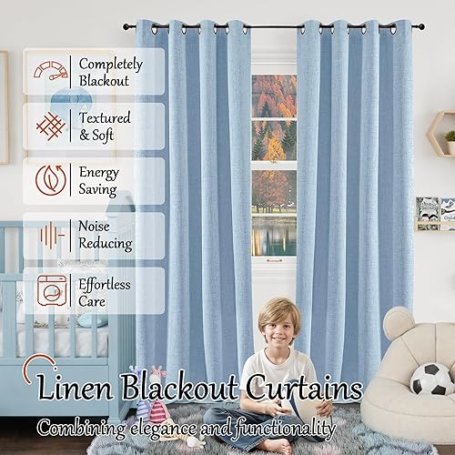 Miniatura 147 de Cortinas opacas de lino de 40 pulgadas de largo para ventana corta de cafetería, cortinas de arpillera con aislamiento térmico, bloqueo de luz