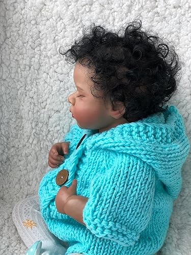 Miniatura 8 de Anano Muñecas de bebé Reborn durmiendo de 20 pulgadas, muñeca de bebé recién nacida realista biracial de silicona, muñeca de bebé afroamericana,