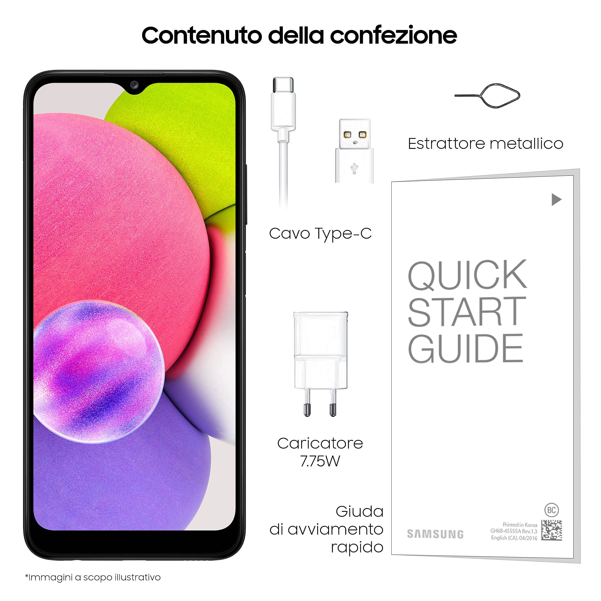 Samsung Galaxy A03s Smartphone Android, Display Infinity-V HD+ da 6,5 Pollici, 3 GB di RAM e 32 GB di Memoria Interna Espandibile, Batteria da 5.000 mAh, Nero [Versione Italiana] (Ricondizionato)