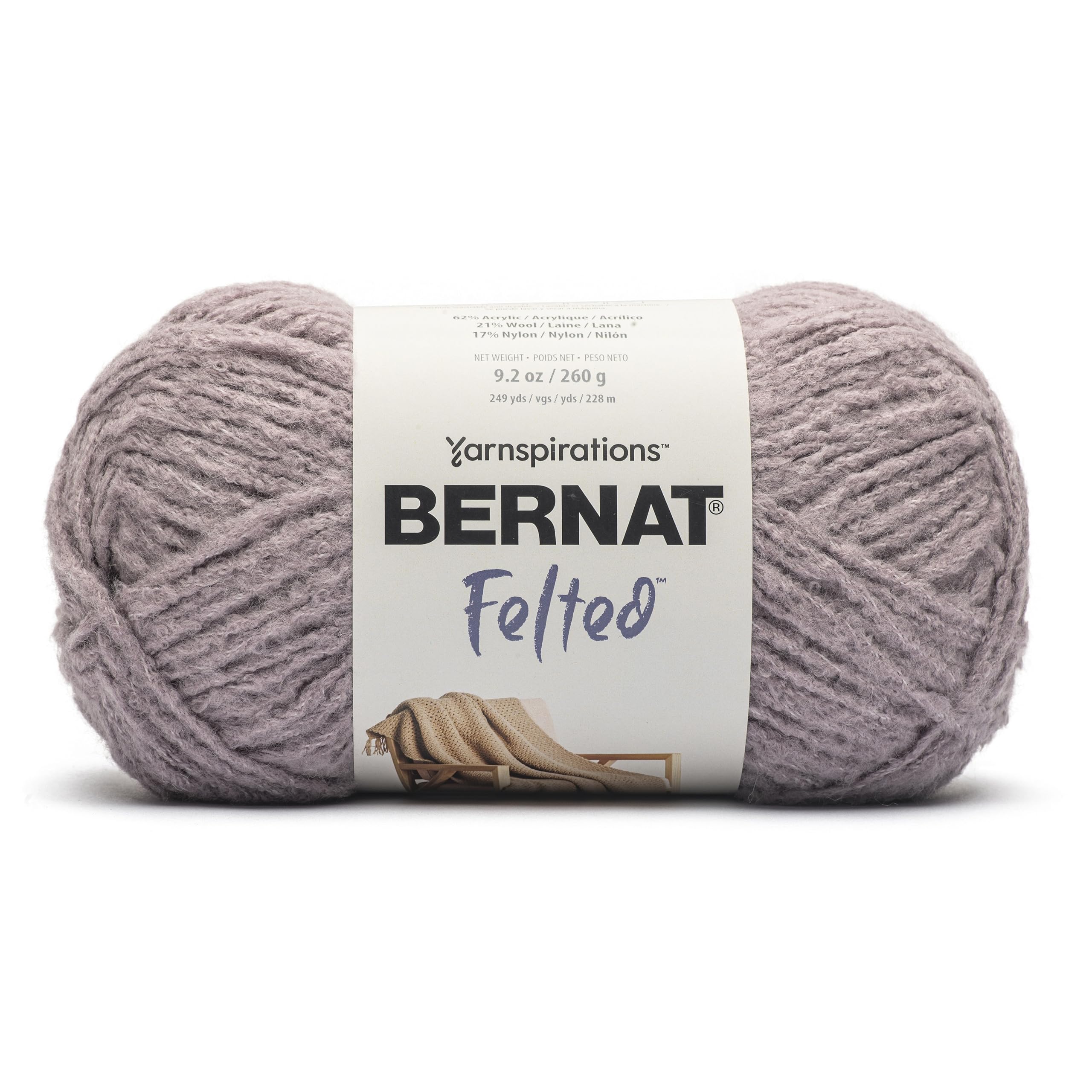 Hilo Bernat Felted Elderberry de lana fieltrada para tejer manualidades de punto