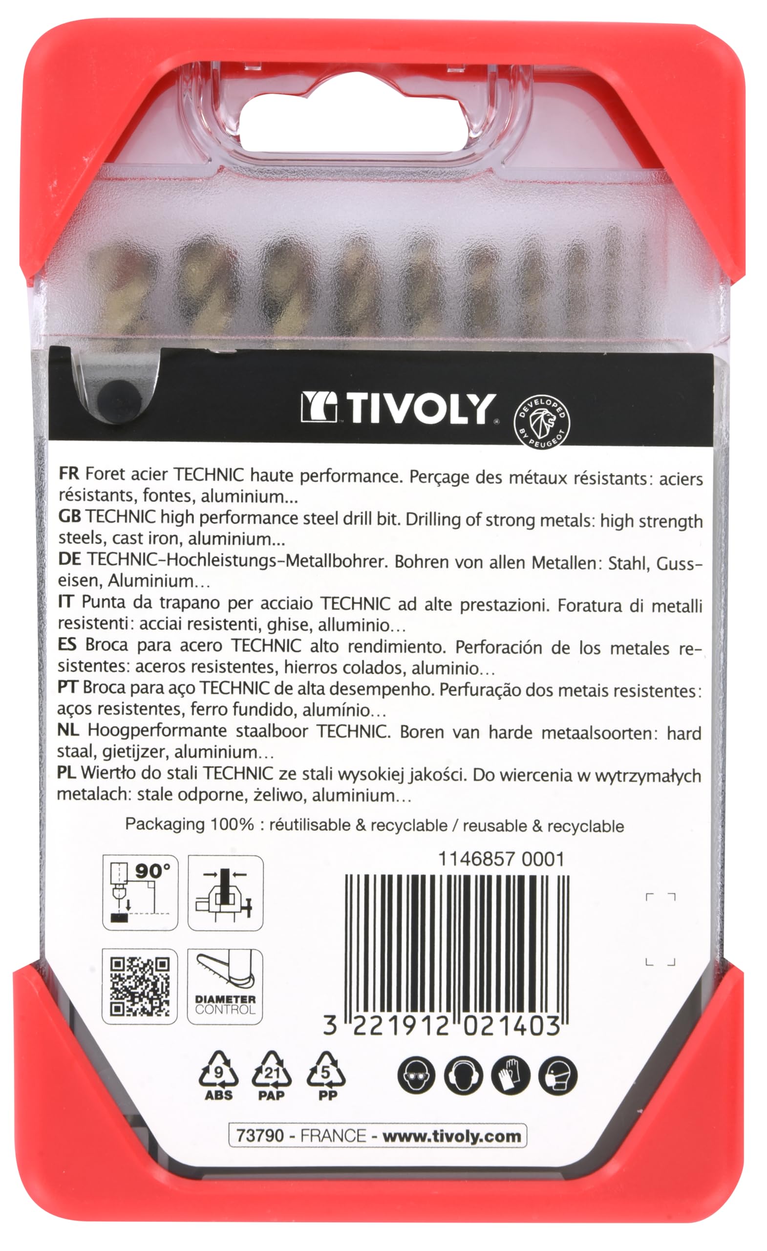 TIVOLY - Coffret Forets Métaux Haute Performance - Spécial Perçage Inox et Aciers Résistants - 10 Forets HSS Cobalt Ø 1 à 10 mm