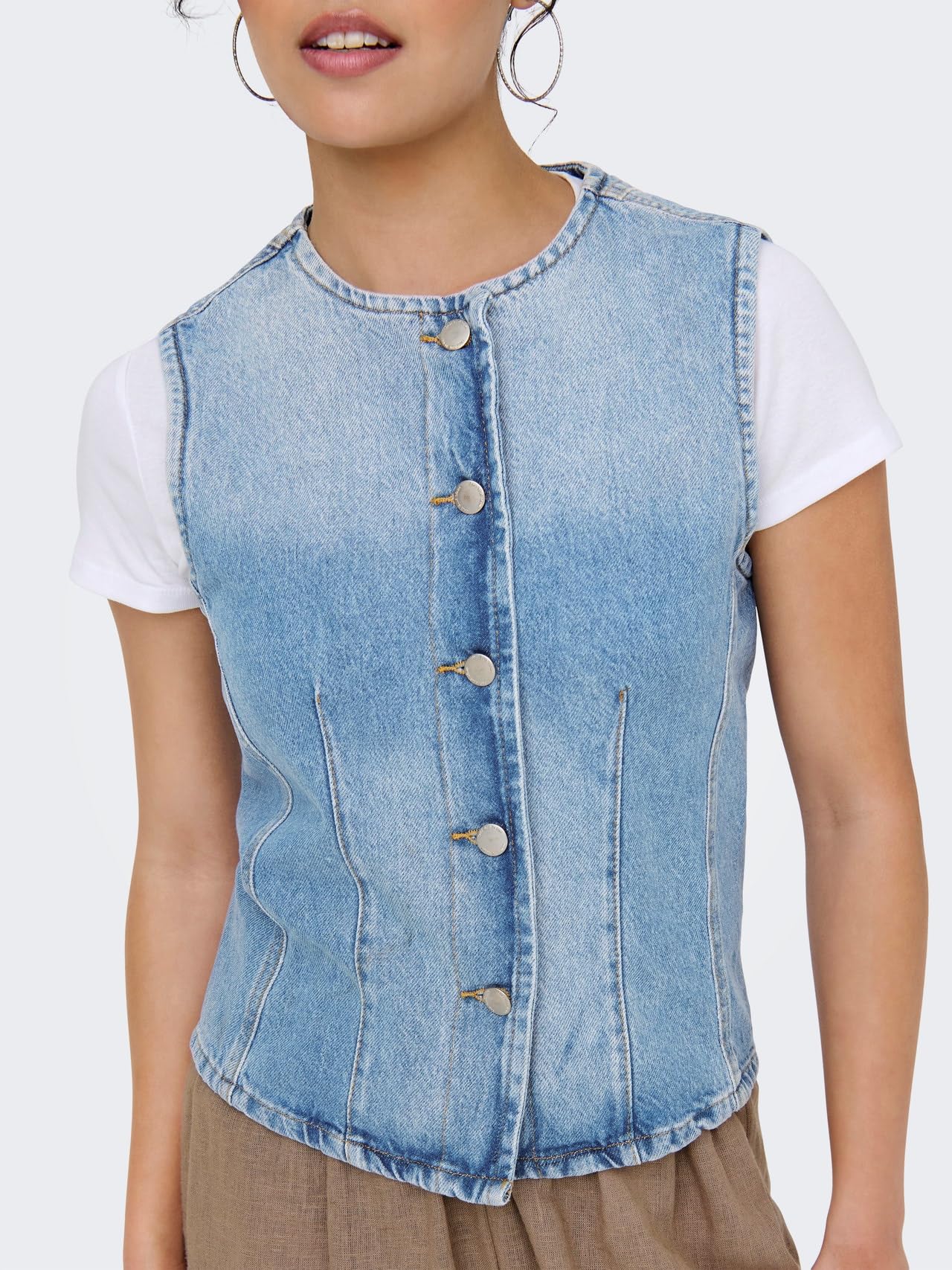 ONLY Damen Onlaya S/L Fitted DNM Vest Tai Noos