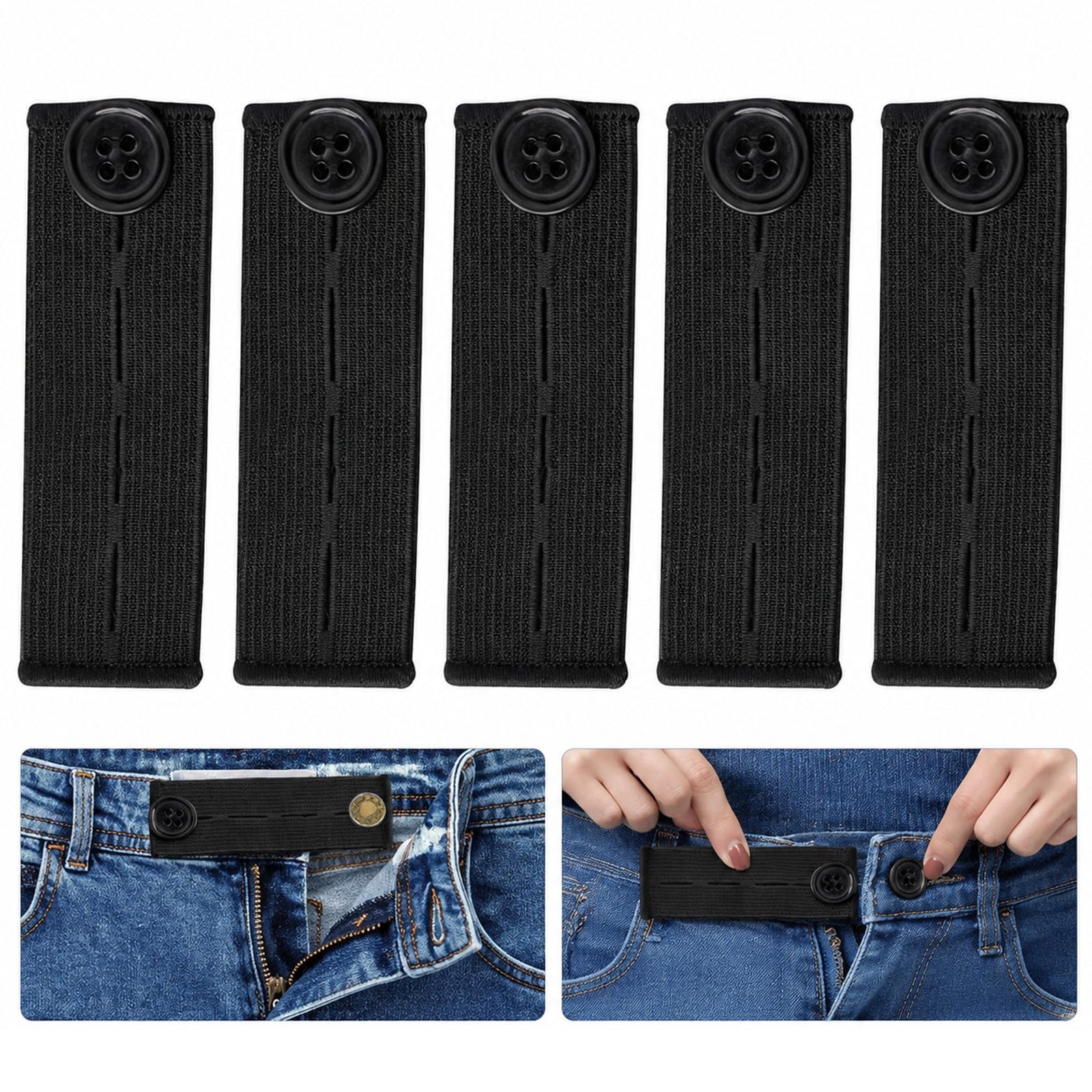 Talinco 5PCS Adjustable Waist Extenders for Jeans Trousers Skirts