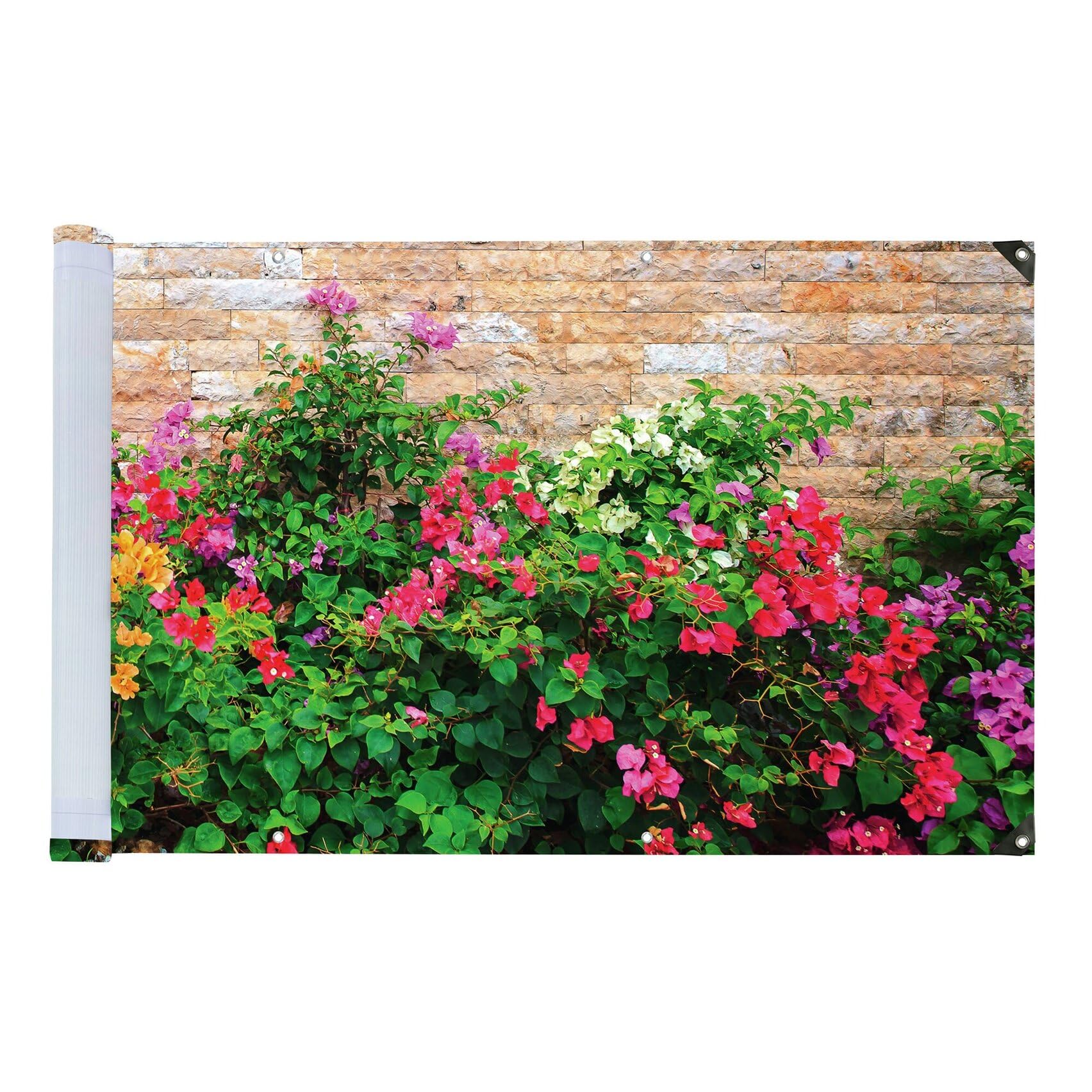 Maximex Balkon-Sichtschutz Mauerblumen, UV- und witterungsbeständig, Schnelltrocknend, Reißfest, 85 x 500 cm, Mehrfarbig