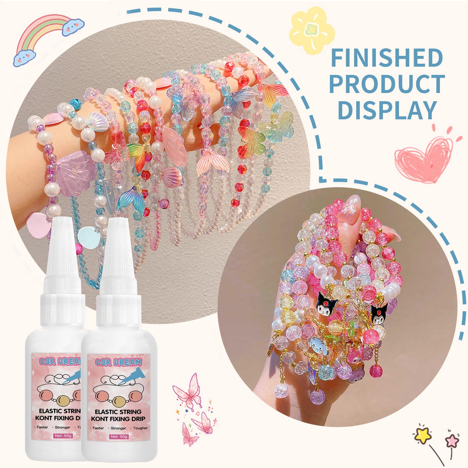 KONMAY Clear Jewelry Glue For Elastic String - 50g Waterproof Adhesive For Knots, Beads & Crafts - View #2