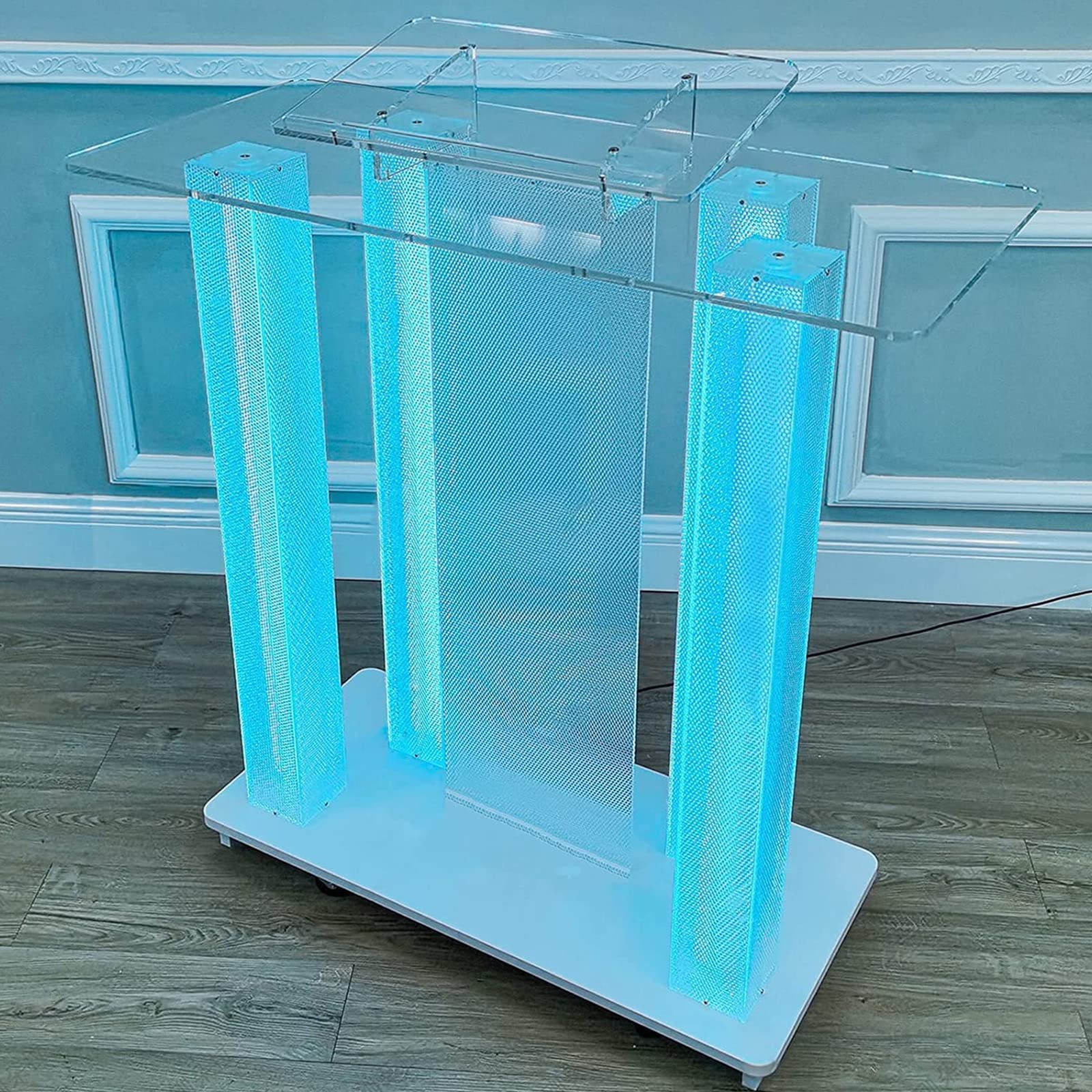 BTZHYLectern Podium Stand, Transparent Acrylic Pulpit For Church, Lde Floor Standing Podium With Casters, Suitable For Restaurants, Weddings, Offices And Classrooms