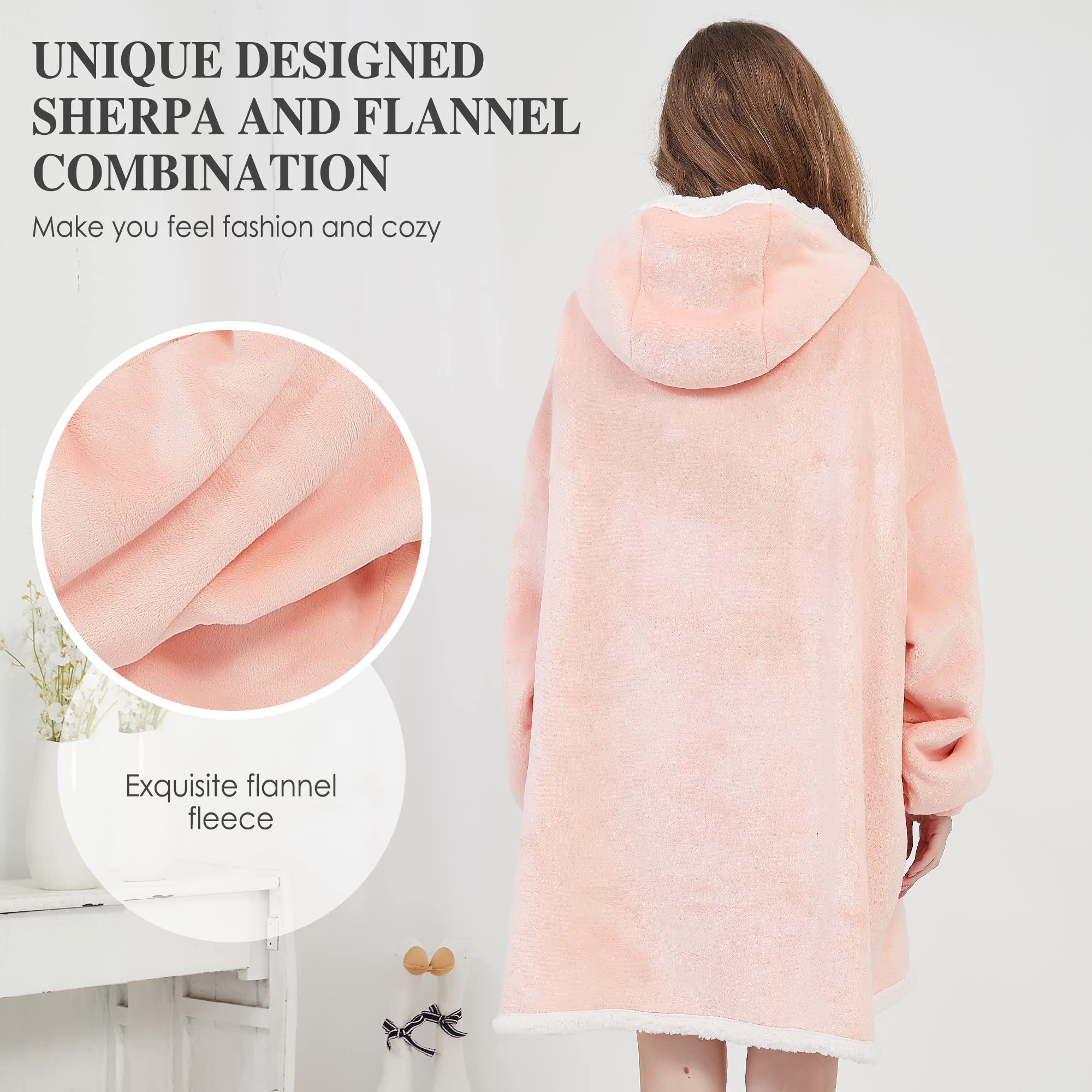 Viviland - Felpa con cappuccio sherpa, morbida, calda, con grande tasca anteriore, per guardare la TV, coperta per adulti