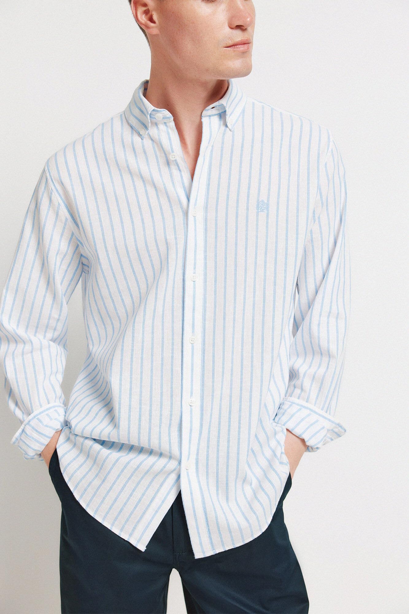 Springfield L/S Linen Striped Shirt Shirt Hombre
