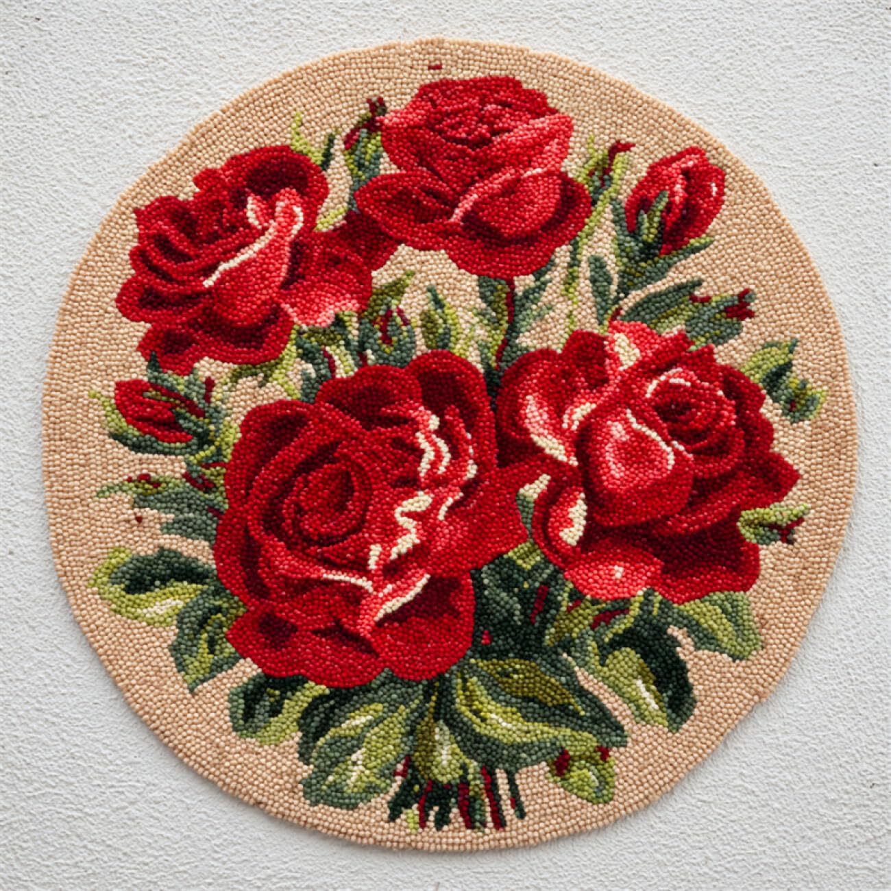 Kitquiver Flowers Rug Making Kits Red Roses Knitting Kits for Adults Latch Hook Canvas DIY Rugs Crochet Yarn Set Embroidery Kit 80x80cm