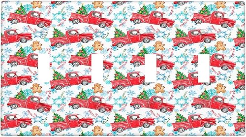 Miniatura 62 de Cubierta de interruptor de luz dúplex de 1 banda, cubierta decorativa de Navidad con copos de nieve rojos, placa frontal decorativa para cocina