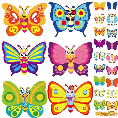 chiazllta 30 Packs Butterfly Craft Kits DIY 3D Rainbow Butterfly