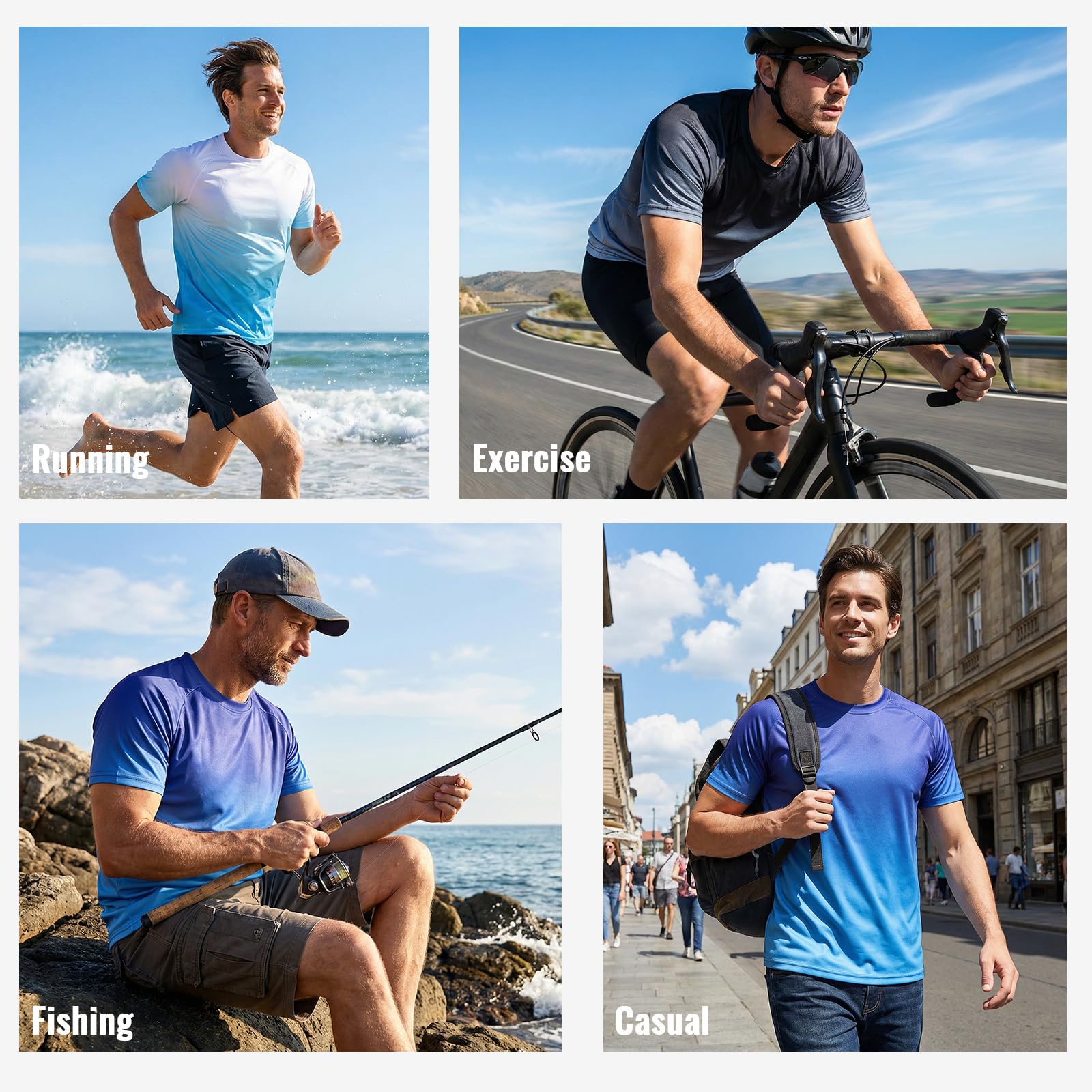 Cimic 3-Pack Rashguard UV Camicia Uomini UPF 50+ UV Swim Tshirt Protezione Solare Traspirante ad Asciugatura Rapida per Surf all'aperto Running Top