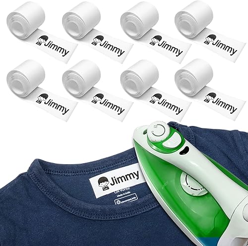 Iorn On Label - Cintas blancas para ropa oscura y delgada, sello con nombre para ropa de niños, sello personalizado con nombre, calcomanías para