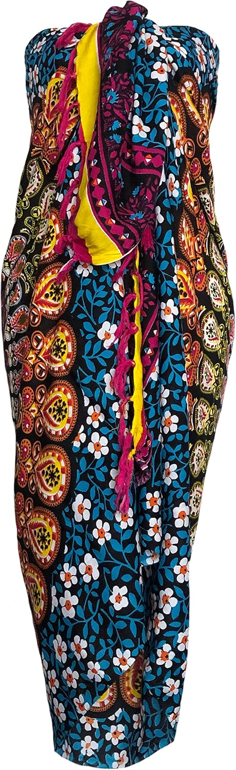 Genesis Imports Elephant Sarong Wrap From Bali - Lightweight Rayon Beach Cover Up, 65x47 Inch With Fringe - View #14