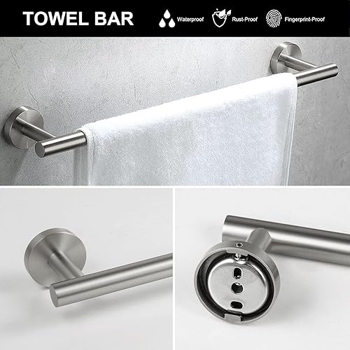 Lava Odoro - Juego de 5 piezas de accesorios de baño de níquel cepillado, juego de toallero de acero inoxidable montado en la pared, incluye barra