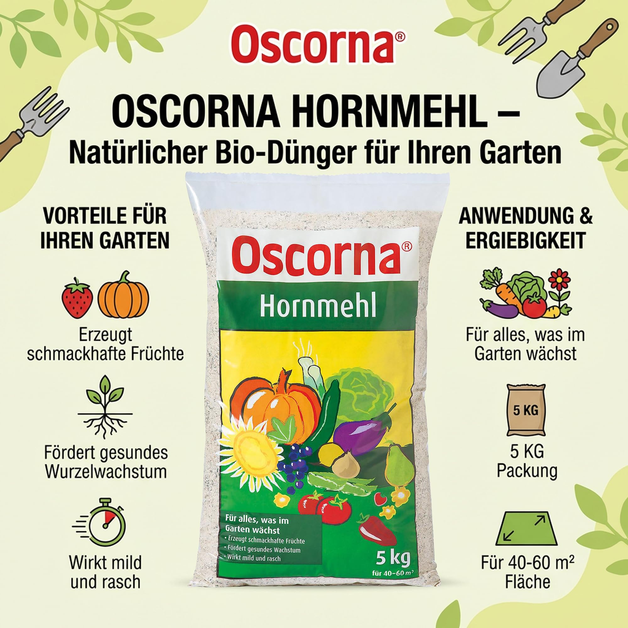 ELITE BBQ kompatibel mit Oscrona Hornmehl 2 Sack je 5 kg Organischer Dünger Stickstoff Dünger Natürlicher Bodenverbesserer Gemuse