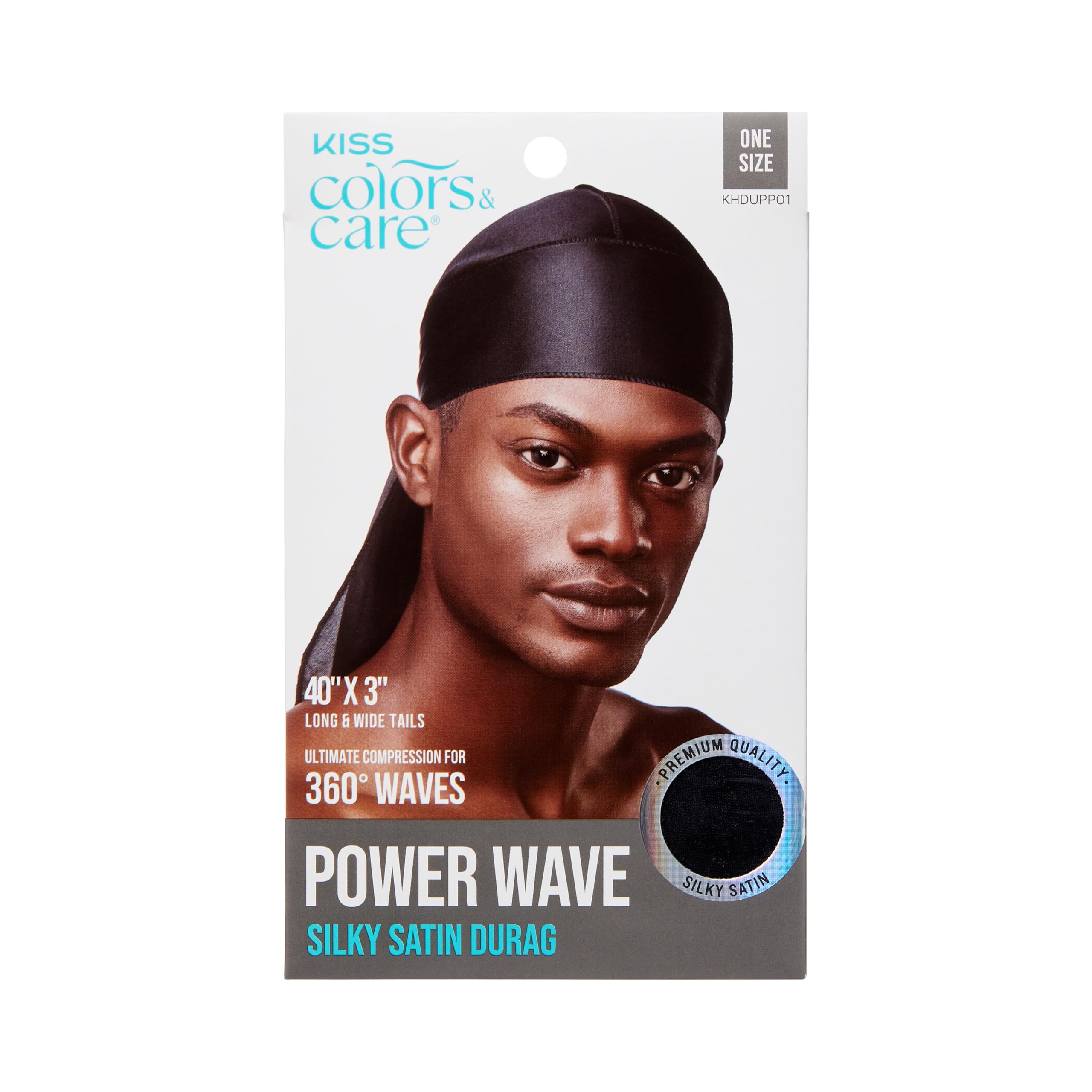 Power Wave Silky Satin Durag - Black, Maximum Wave formation, Ultra-Compression, Breathable Premium Fabric, One Size Fits All, Durable & Versatile For All Hair Types