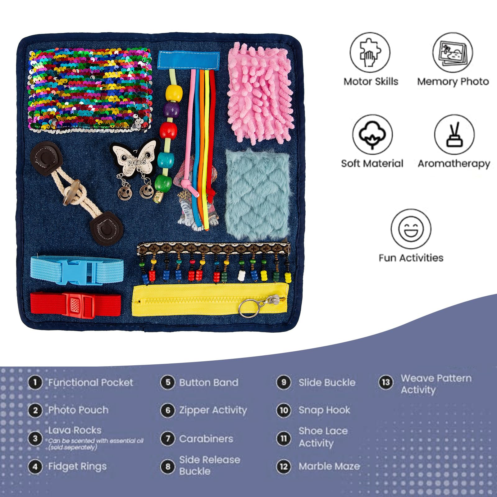Elderly Dementia, restlessness Blanket, Alzheimer's Disease Products, Sensory Blanket, Autism Activity pad, Anxiety Relief - Image 2