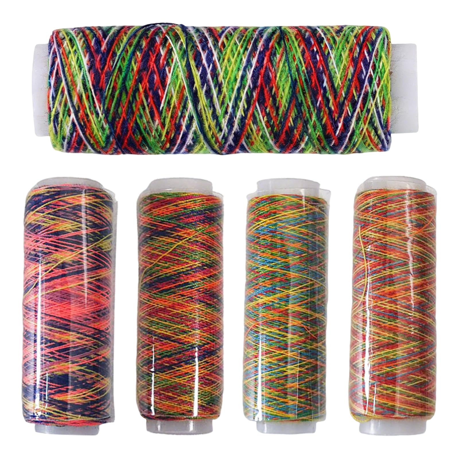 Generic Multicolor Polyester Sewing Thread Set, 5 Spools 120 Yards Each, High Strength Tangle-Free Variegated Thread for Machine & Hand Embroidery, DIY Sewing & Craft Projects