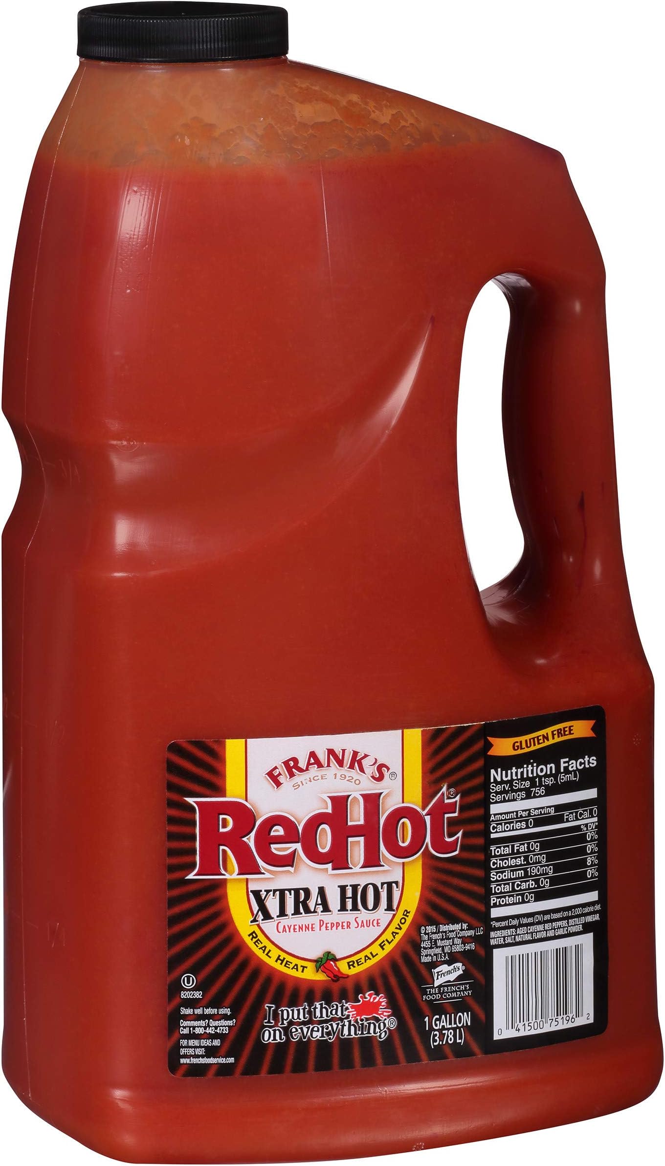 Xtra Hot Cayenne Pepper Hot Sauce, 1 gal - One Gallon of Extra Hot Cayenne Pepper Hot Sauce with 3x the Heat, Best for Wings, Pizza, Sides, Snacks, Bar Bites and More