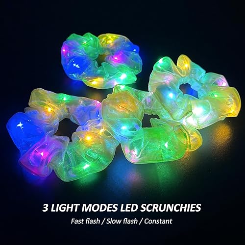 Miniatura 2 de 20 coleteros iluminados con 12 bandas elásticas de satén, lazos LED para el cabello para mujeres y niñas, suministros de fiesta que brillan en la
