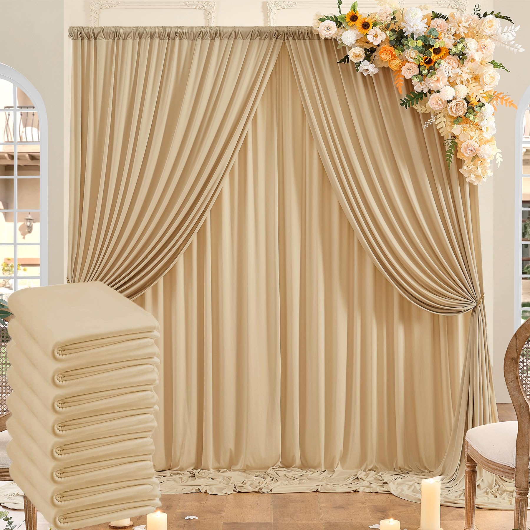 10ft x 10ft Wrinkle Free Black Backdrop Curtains for Parties, 2 Panels 5ftx10ft Polyester Photo Backdrop Drapes for Wedding Birthday Graduation Photography Background — view 73