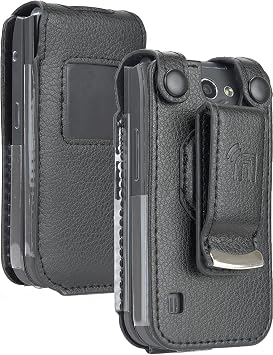 Nakedcellphone Case for Nokia 2720 V Flip Phone Black Vegan Leather Foam Fit Cover Built-in Screen Protection Metal Belt Clip