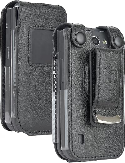 Case for Nokia 2720 V Flip Phone, Nakedcellphone [Black Vegan Leather] Form-Fit Cover with [Built-in Screen Protection] an...