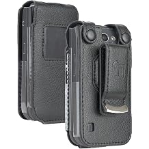 Nakedcellphone Case for Nokia 2720 V Flip Phone Black Vegan Leather Foam Fit Cover Built-in Screen Protection Metal Belt Clip