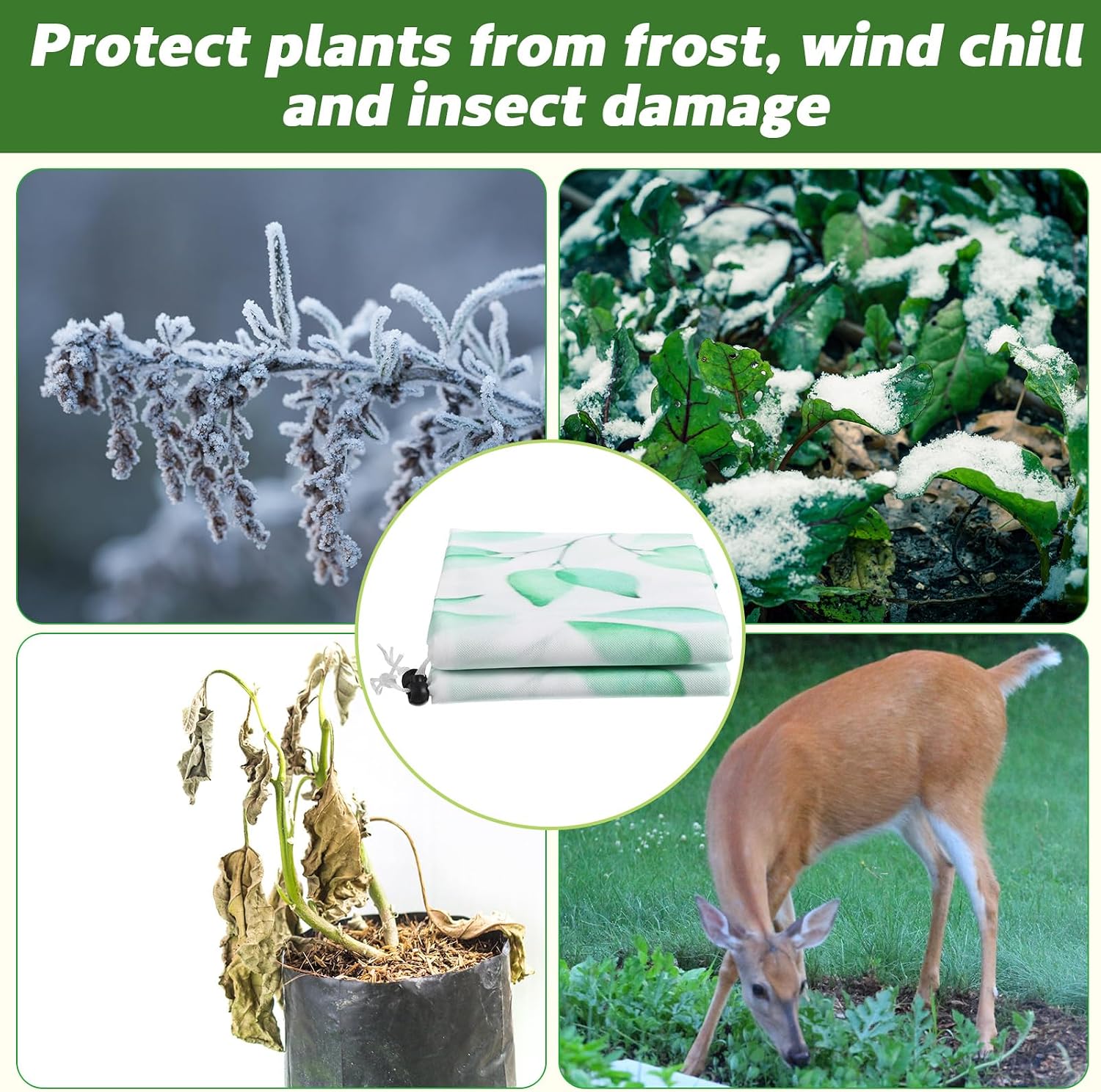 8 Pack Plant Covers Freeze Protection Winter Frost Covers with Zipper Drawstring Reusable Frost Cloth for Outdoor Winter Weather Shrubs Trees Jacket (23.6" X 40")