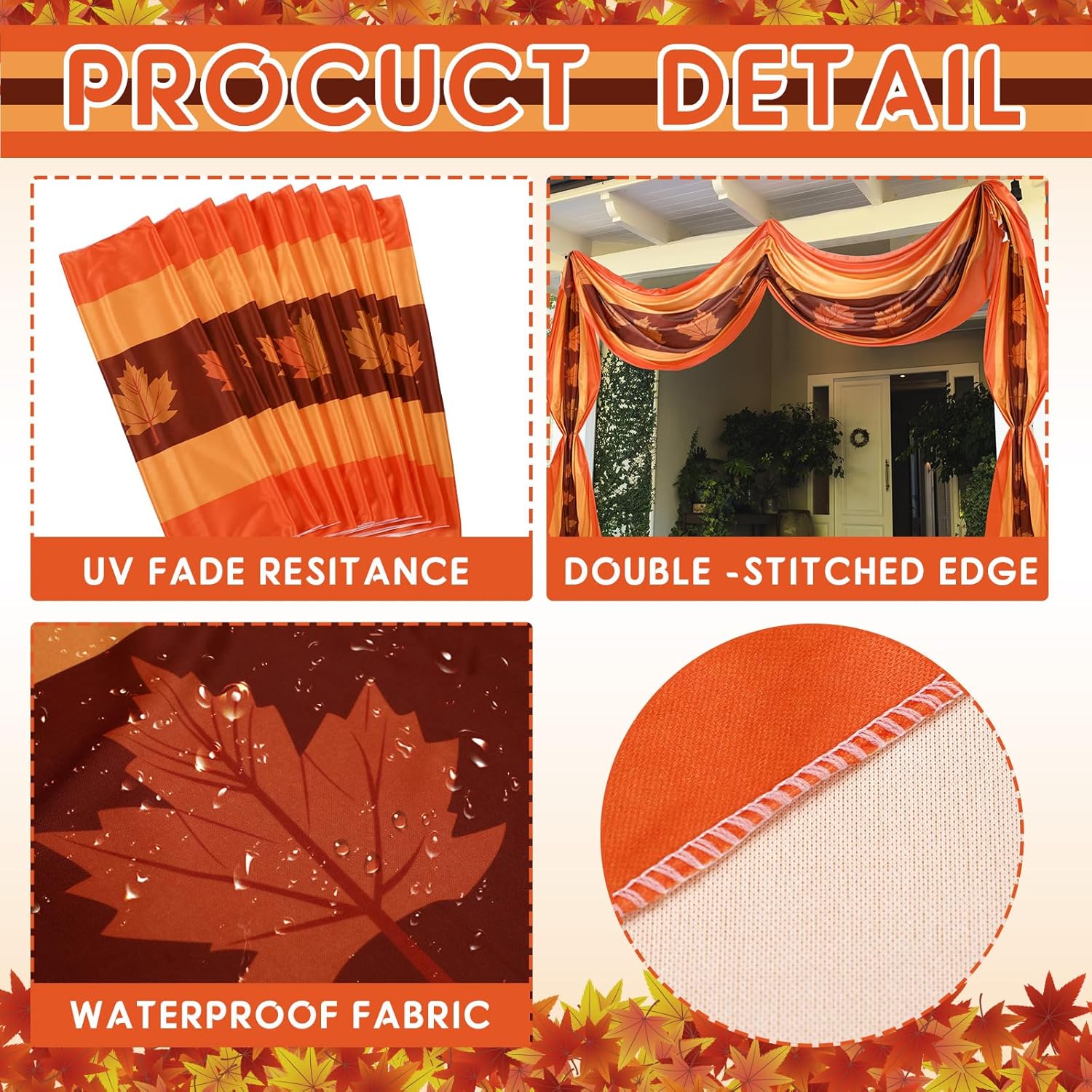 2 Pack 2.5 x 20 ft Fall Bunting Thanksgiving Flag Decorations Autumn Decor Large Maple Leaf Flag Banner Orange Outdoor Porch Garden Decorations(Autumn) - Image 3